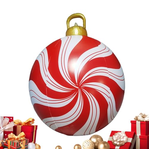 Aufblasbarer Weihnachtsball – 58,4 cm, PVC, große aufblasbare Süßigkeitenbälle, wiederverwendbare aufblasbare Balldekorationen für den Außenbereich, Weihnachtsfest, Bälle für Hof, Garten & Rasen von Frfik