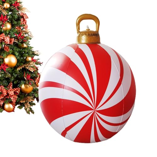 Aufblasbarer Weihnachtsball – 58,4 cm, PVC, große aufblasbare Süßigkeitenbälle, wiederverwendbare aufblasbare Balldekorationen für den Außenbereich, Weihnachtsfest, Bälle für Hof, Garten & Rasen von Frfik