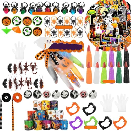 Frfik Halloween-Geschenktütenfüller – Silikon-Halloween-Spielzeug, Geschenktütenfüller, Halloween-Taschen, gruseliges Kinder-Halloween-Spielzeug, Halloween-Leckerli-Preise von Frfik