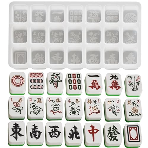 Frfik Mahjong Silikonform – Kerzenformen, chinesische Mahjong-Form, Epoxidharz-Gussformen für Schokoladen-Eiswürfelform von Frfik