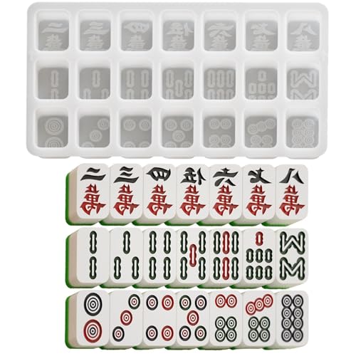 Frfik Mahjong Silikonformen für Harz, Tonformen, chinesische Mahjong-Form, Epoxidharz, Gießformen für Schokolade, Eiswürfelform von Frfik