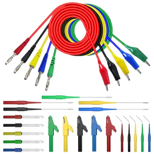 Frfik Multimeter -Leads -Kit, Multimeter -Sondenkit | Multitester Banana Plug Leads Sonde - 25 -fache austauschbare Testsonden Klemmen für Multimeter, Voltmeter, Klemmenmesser eingestellt von Frfik