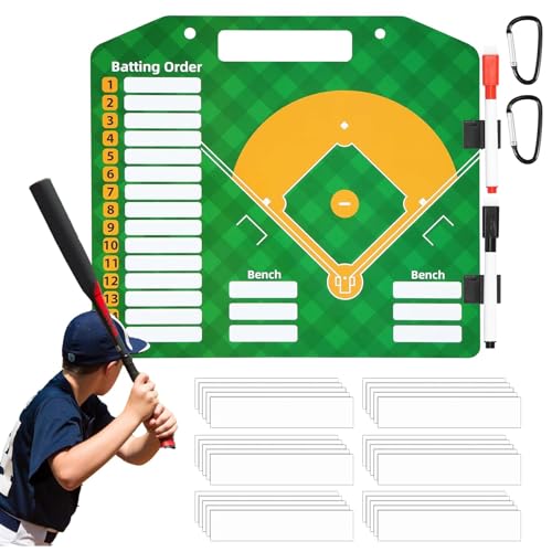 Frfik Trocken abwischbares Baseball-Aufstellungsbrett, Baseball-Klemmbrett für Trainer | Doppelseitiges Baseball-Aufstellungsbrett,Magnetisch, 2 Marker im Lieferumfang enthalten, Dugout-Display, von Frfik