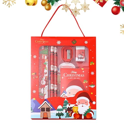 Frfik Weihnachts-Radiergummi-Set, Weihnachts-Schreibwaren-Set für die Schule,6er-Set Weihnachts-Briefpapier-Set - Modische Weihnachtsgeschenke für die Schule, niedliche festliche Schreibwaren für von Frfik