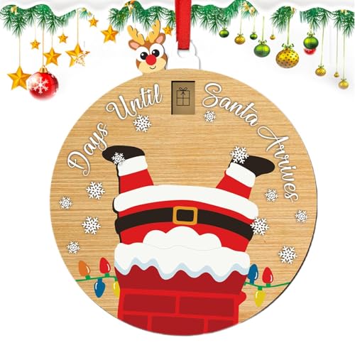 Frfik Weihnachtsbaumanhänger aus Holz, verschiebbarer Countdown-Weihnachtsschmuck | Countdown-Kalender mit verschiebbarem Ornament,Rotes Seil-Design-Dekorationswerkzeug für Fenster, Wand, Schrank, von Frfik