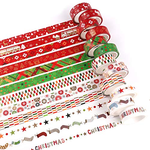 Washi Tape Set,12 Rollen Weihnachten Washi Tape Set Masking Tape Dekoratives Klebeband Weihnachten Dekorativer Klebstoff Washi Masking Tape dekorative Washi Tape für Weihnachten Weihnachtsdekorationen von Frgasgds