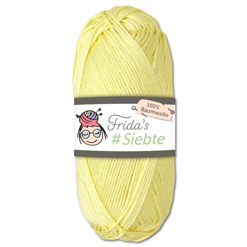 Frida‘s 50 g #Siebte ägyptisches Baumwollgarn Stricken Häkeln Wolle 43 Farben (1203 | Hellgelb) von Frida's Wollhaus