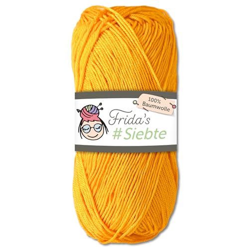 Frida‘s 50 g #Siebte ägyptisches Baumwollgarn Stricken Häkeln Wolle 43 Farben (1204 | Hellorange) von Frida's Wollhaus