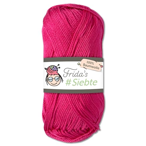 Frida‘s 50 g #Siebte ägyptisches Baumwollgarn Stricken Häkeln Wolle 43 Farben (1206 | Pink) von Frida's Wollhaus