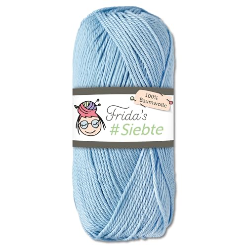 Frida‘s 50 g #Siebte ägyptisches Baumwollgarn Stricken Häkeln Wolle 43 Farben (1209 | Hellblau) von Frida's Wollhaus