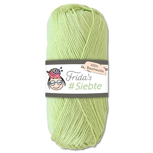 Frida‘s 50 g #Siebte ägyptisches Baumwollgarn Stricken Häkeln Wolle 43 Farben (1212 | Lindgrün) von Frida's Wollhaus