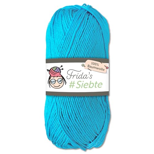 Frida‘s 50 g #Siebte ägyptisches Baumwollgarn Stricken Häkeln Wolle 43 Farben (1213 | Türkis) von Frida's Wollhaus