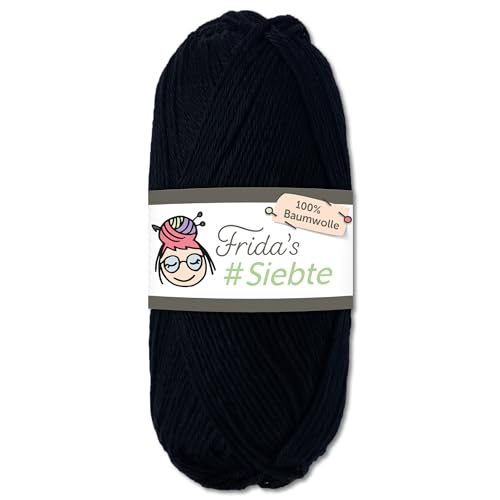 Frida‘s 50 g #Siebte ägyptisches Baumwollgarn Stricken Häkeln Wolle 43 Farben (1215 | Schwarz) von Frida's Wollhaus