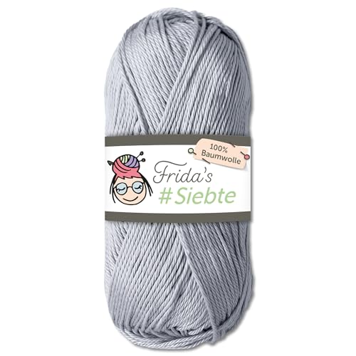 Frida‘s 50 g #Siebte ägyptisches Baumwollgarn Stricken Häkeln Wolle 43 Farben (1218 | Hellgrau) von Frida's Wollhaus