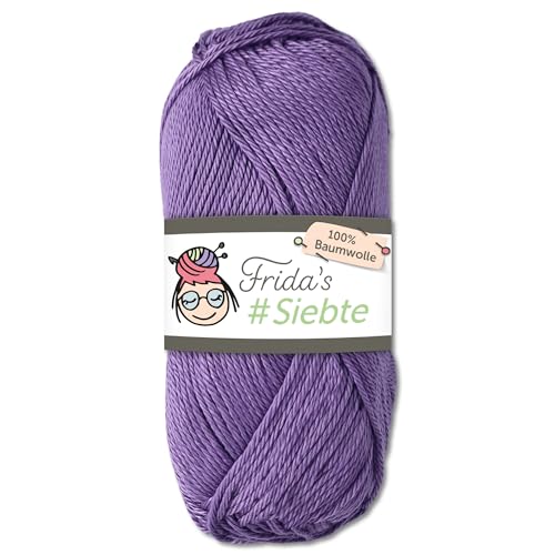 Frida‘s 50 g #Siebte ägyptisches Baumwollgarn Stricken Häkeln Wolle 43 Farben (1220 | Lila) von Frida's Wollhaus