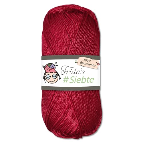 Frida‘s 50 g #Siebte ägyptisches Baumwollgarn Stricken Häkeln Wolle 43 Farben (1221 | Kirschrot) von Frida's Wollhaus