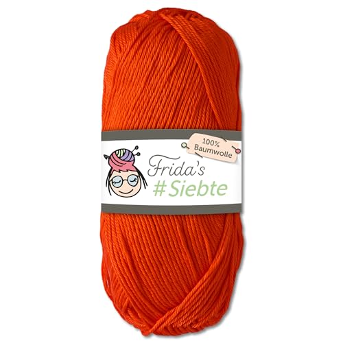 Frida‘s 50 g #Siebte ägyptisches Baumwollgarn Stricken Häkeln Wolle 43 Farben (1223 | Orange) von Frida's Wollhaus