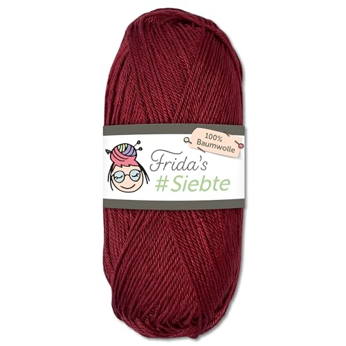 Frida‘s 50 g #Siebte ägyptisches Baumwollgarn Stricken Häkeln Wolle 43 Farben (1224 | Weinrot) von Frida's Wollhaus