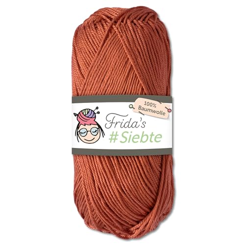 Frida‘s 50 g #Siebte ägyptisches Baumwollgarn Stricken Häkeln Wolle 43 Farben (1225 | Terracotta) von Frida's Wollhaus