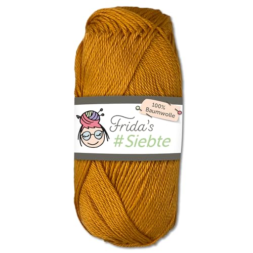 Frida‘s 50 g #Siebte ägyptisches Baumwollgarn Stricken Häkeln Wolle 43 Farben (1227 | Senf) von Frida's Wollhaus