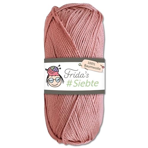 Frida‘s 50 g #Siebte ägyptisches Baumwollgarn Stricken Häkeln Wolle 43 Farben (1233 | Altrosa) von Frida's Wollhaus