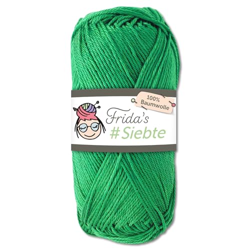 Frida‘s 50 g #Siebte ägyptisches Baumwollgarn Stricken Häkeln Wolle 43 Farben (1236 | Grün) von Frida's Wollhaus