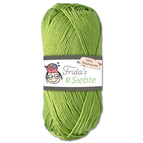 Frida‘s 50 g #Siebte ägyptisches Baumwollgarn Stricken Häkeln Wolle 43 Farben (1237 | Apfelgrün) von Frida's Wollhaus