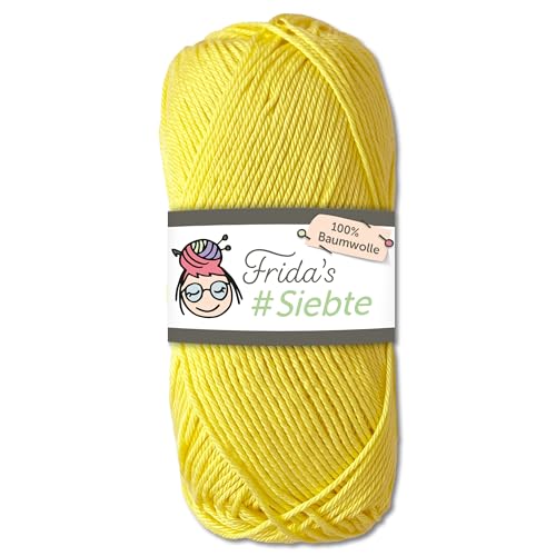 Frida‘s 50 g #Siebte ägyptisches Baumwollgarn Stricken Häkeln Wolle 43 Farben (1238 | Gelb) von Frida's Wollhaus