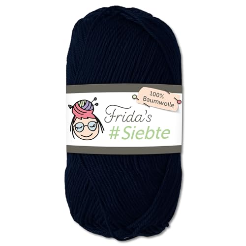 Frida‘s 50 g #Siebte ägyptisches Baumwollgarn Stricken Häkeln Wolle 43 Farben (1240 | Marine) von Frida's Wollhaus