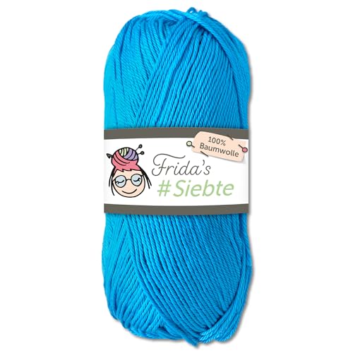 Frida‘s 50 g #Siebte ägyptisches Baumwollgarn Stricken Häkeln Wolle 43 Farben (1241 | Azurblau) von Frida's Wollhaus