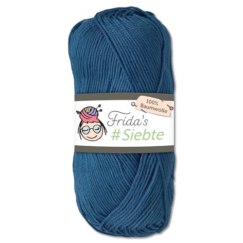 Frida‘s 50 g #Siebte ägyptisches Baumwollgarn Stricken Häkeln Wolle 43 Farben (1242 | Mittelblau) von Frida's Wollhaus