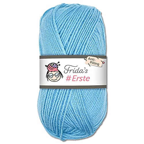 Frida's #Erste Wolle 100g Anti-Pilling (35 - Babyblau) fusselfreie Strick- & Häkelwolle von Frida's Wollhaus