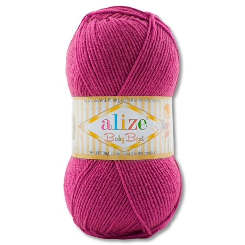 Frida's Wollhaus Alize 100 g Baby Best Anti-Pilling Baby-Wolle Häkeln Stricken Viskose 52 Farben (171 | Lollypop) von Frida's Wollhaus