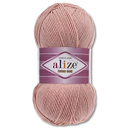 Frida's Wollhaus Alize 100 g Cotton Gold Wolle Sommerwolle Garn Baumwolle Amigurumi 65 Farben (161 | Altrosa) von Frida's Wollhaus