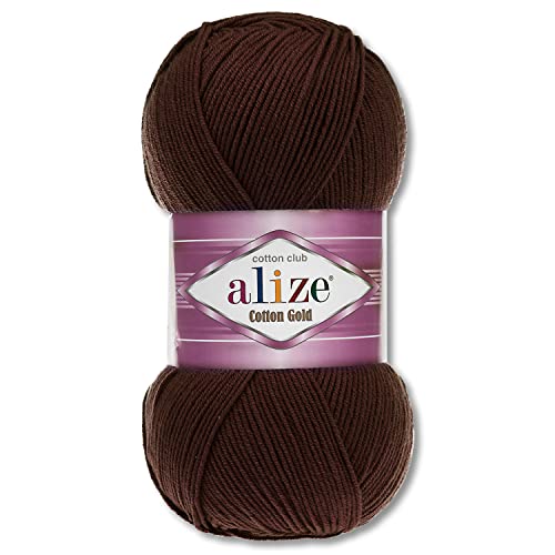 Frida's Wollhaus Alize 100 g Cotton Gold Wolle Sommerwolle Garn Baumwolle Amigurumi 65 Farben (26 | Kaffee) von Frida's Wollhaus