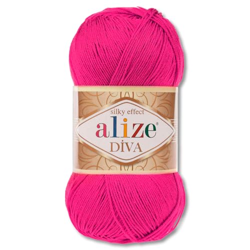 Frida's Wollhaus Alize 100 g Diva Wolle Stricken Häkeln Microfaser 64 Farben (149 | Magenta) von Frida's Wollhaus