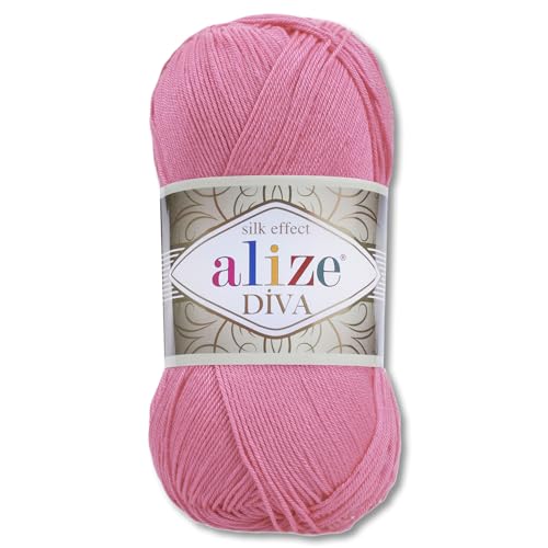 Frida's Wollhaus Alize 100 g Diva Wolle Stricken Häkeln Microfaser 64 Farben (178 | Dunkelrosa) von Frida's Wollhaus