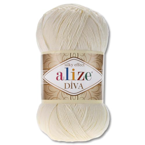 Frida's Wollhaus Alize 100 g Diva Wolle Stricken Häkeln Microfaser 64 Farben (383 | Knochen) von Frida's Wollhaus