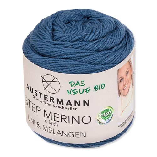 Frida's Wollhaus Austermann 100 g Step Merino 4-fach Schurwolle Sockenwolle Wolle Stricken Häkeln Handarbeit 23 Farben (1006 | Jeans) von Frida's Wollhaus