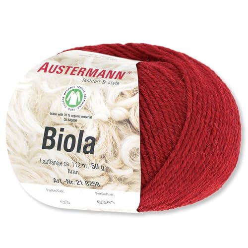 Frida's Wollhaus Austermann 50 g Biola Schurwolle Alpaka Wolle Stricken Häkeln 20 Farben (03 | Rot) von Frida's Wollhaus