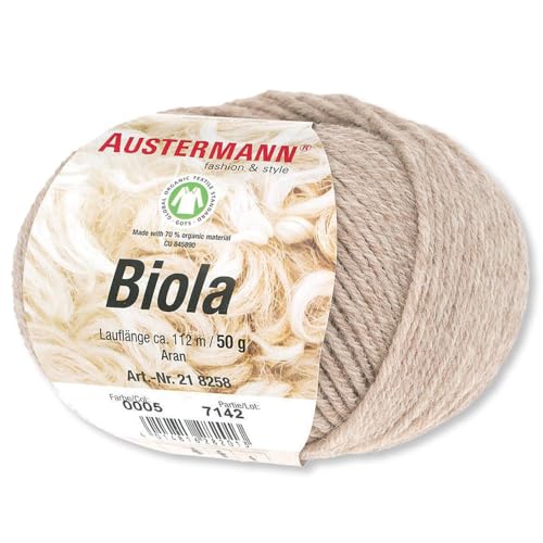 Frida's Wollhaus Austermann 50 g Biola Schurwolle Alpaka Wolle Stricken Häkeln 20 Farben (05 | Sandmeliert) von Frida's Wollhaus