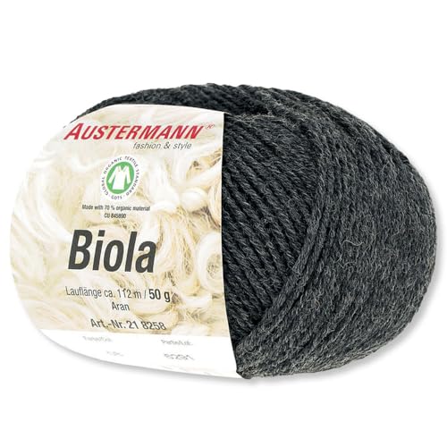 Frida's Wollhaus Austermann 50 g Biola Schurwolle Alpaka Wolle Stricken Häkeln 20 Farben (08 | Anthrazitmeliert) von Frida's Wollhaus