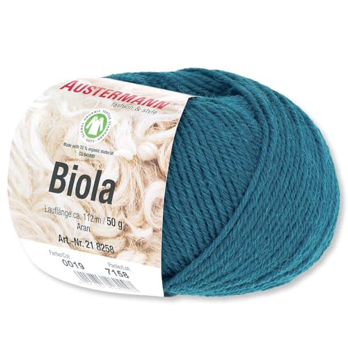 Frida's Wollhaus Austermann 50 g Biola Schurwolle Alpaka Wolle Stricken Häkeln 20 Farben (19 | Petrol) von Frida's Wollhaus