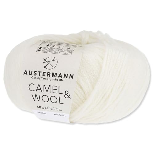 Frida's Wollhaus Austermann 50 g Camel & Wool Wolle Schurwolle Kamel Stricken Häkeln 12 Farben (01 | Wollweiss) von Frida's Wollhaus