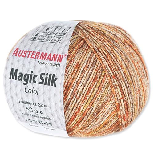 Frida's Wollhaus Austermann 50 g Magic Silk Color Wolle Seide Stricken Häkeln 15 Farben (102 | Gold) von Frida's Wollhaus