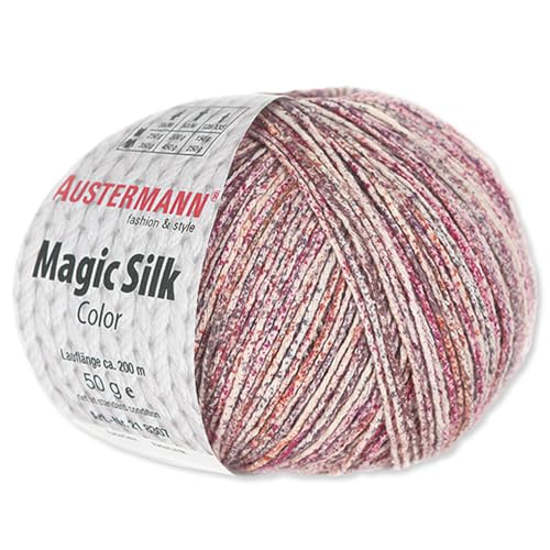 Frida's Wollhaus Austermann 50 g Magic Silk Color Wolle Seide Stricken Häkeln 15 Farben (103 | Beere) von Frida's Wollhaus