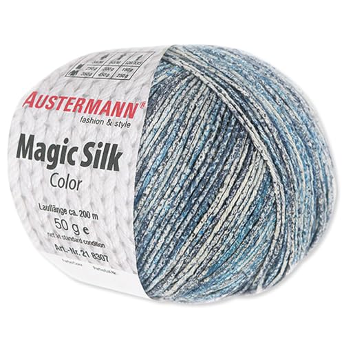 Frida's Wollhaus Austermann 50 g Magic Silk Color Wolle Seide Stricken Häkeln 15 Farben (109 | Jeans) von Frida's Wollhaus