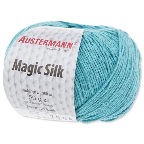 Frida's Wollhaus Austermann 50 g Magic Silk Wolle Seide Stricken Häkeln Handarbeit 14 Farben (13 | Aqua) von Frida's Wollhaus