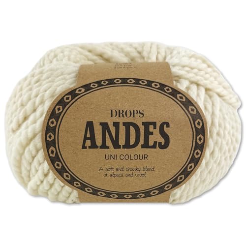 Frida's Wollhaus Drops 100 g Andes Stricken Häkeln Alpaka Schurwolle Alpaca Garn 28 Farben (0100 | Natur | Uni) von Frida's Wollhaus