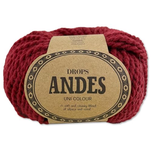 Frida's Wollhaus Drops 100 g Andes Stricken Häkeln Alpaka Schurwolle Alpaca Garn 28 Farben (3946 | Rot | Uni) von Frida's Wollhaus